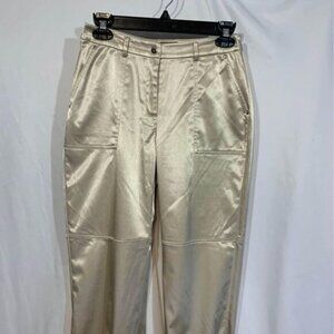 Womans satin pants Champagne colour Unique ankle design Size